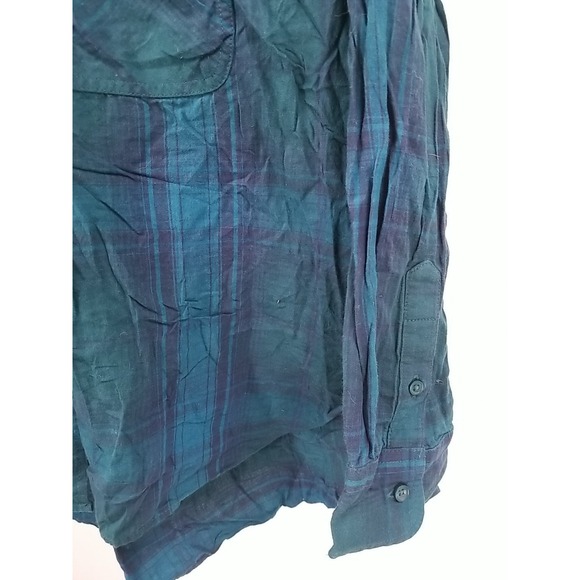 Time & Tru Womens Long Sleeve Plaid Button Up Flannel Large Shirt - Picture 5 of 6